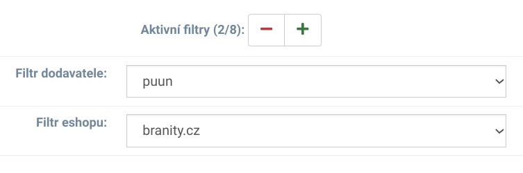 Filtrování produktů