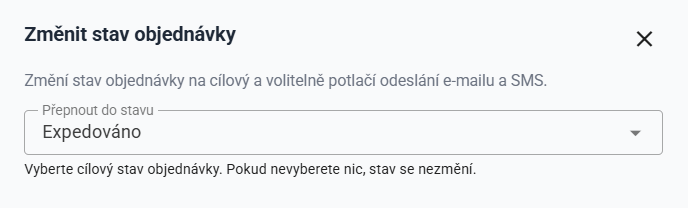 Změna stavu objednávky