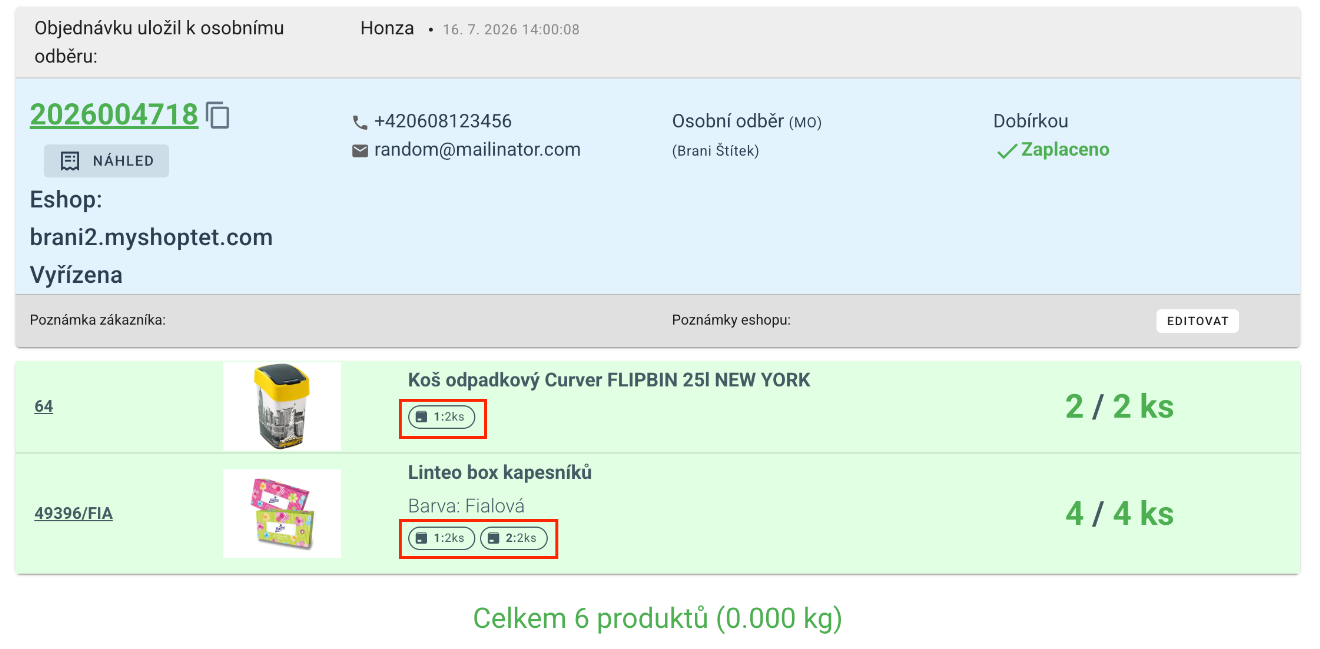 Celní údaje podle skutečného obsahu zásilky