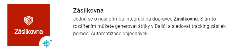 Vlastní napojení na Zásilkovnu