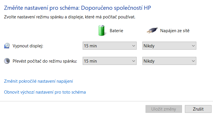 Nastavení notebooku bez uspání při zavření víka