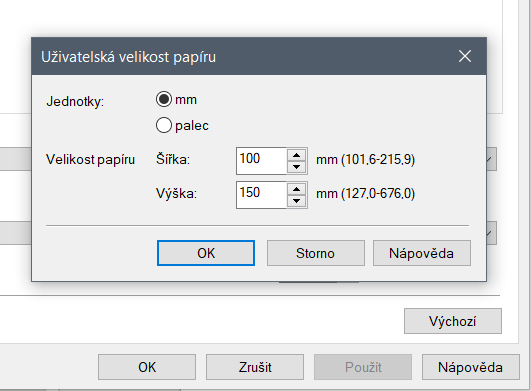 Předvolby tisku štítků v nastavení tiskárny
