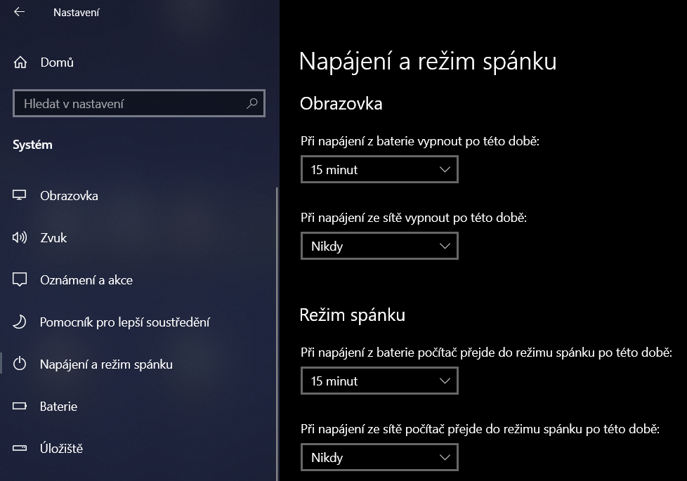 Vypnutí režimu spánku počítače pro nepřetržitý tisk