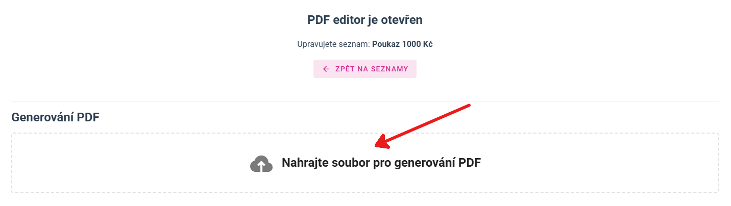 Nahrání vlastního PDF poukazu do generátoru