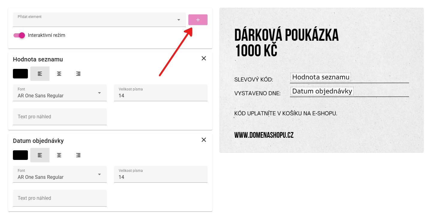Umístění a formátování automaticky doplňovaných údajů v PDF poukazu