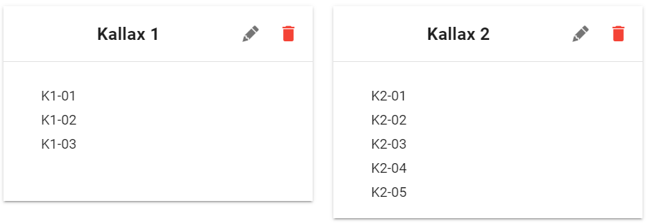 Rozdělení skladových pozic do sektorů Kallax 1 a Kallax 2