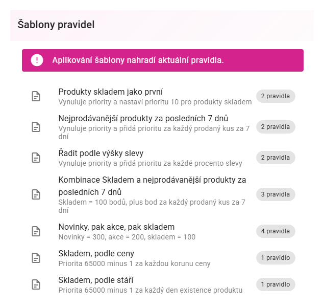 Šablony pro rychlý start